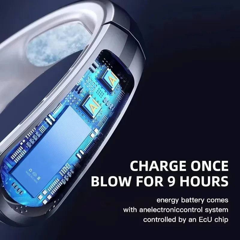 Bladeless Neck Fan with LED Display — 16 Hours of Hands-Free Cooling